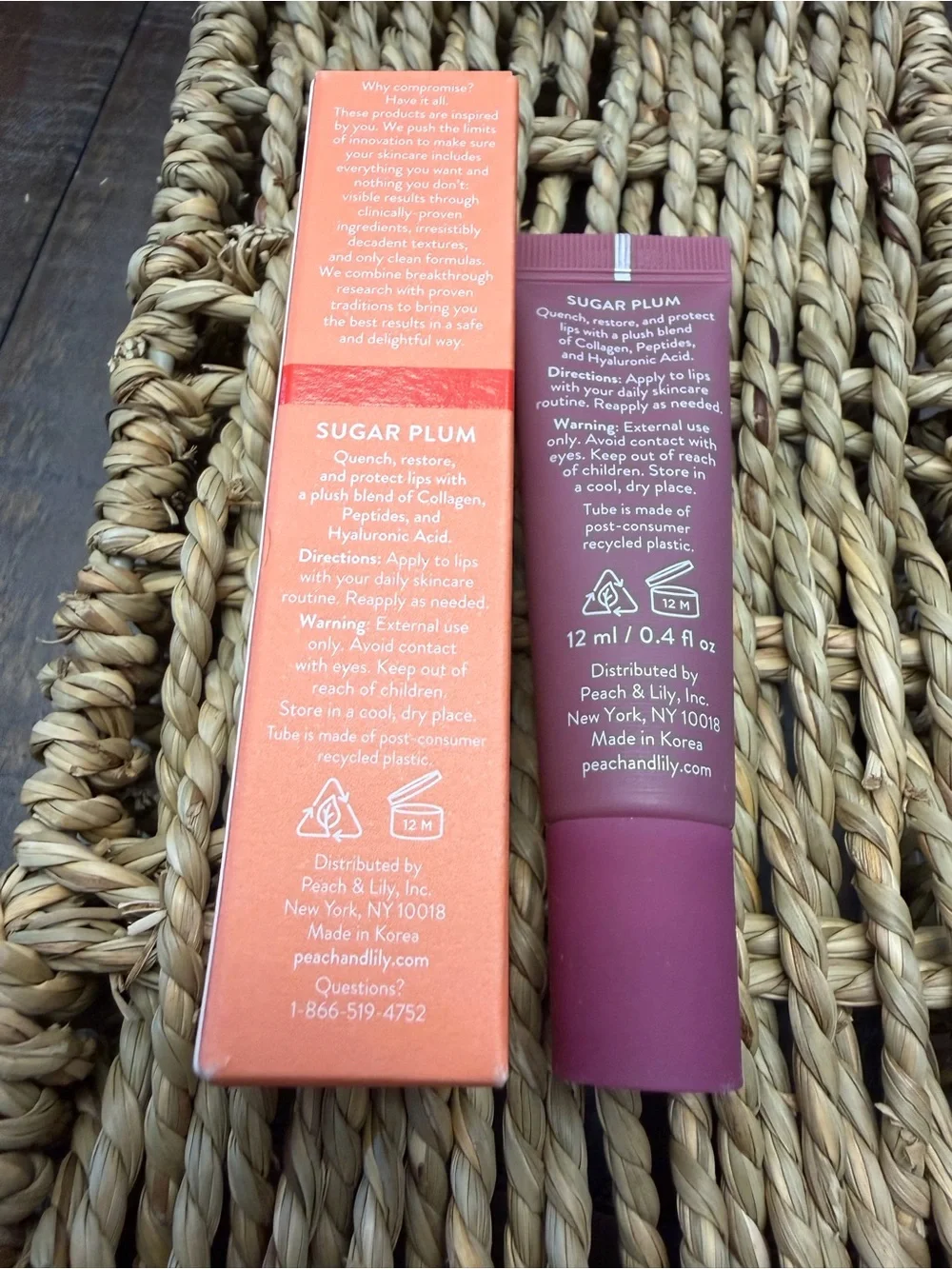 Peach & Lily Collagen Cushion Peptide Lip Balm Sugar Plum 12mL NIB